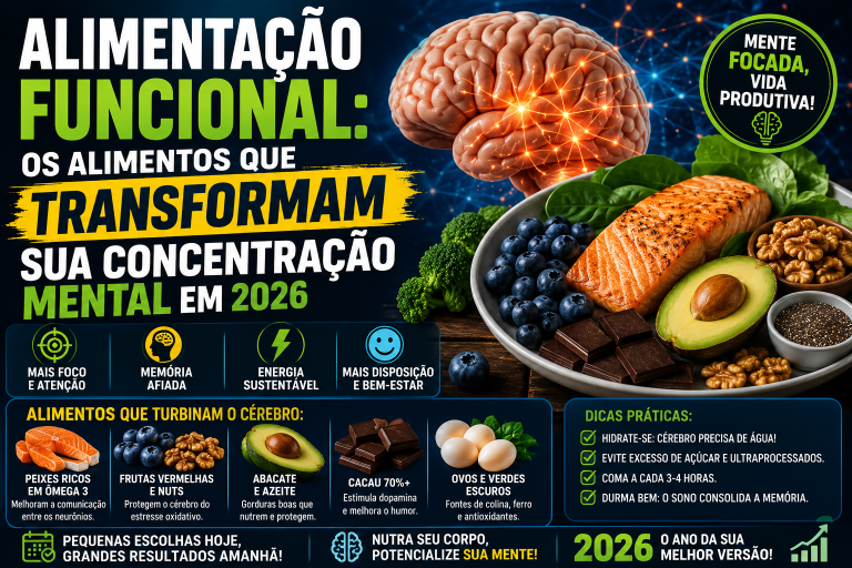 Alimentação Funcional: Os Alimentos que Transformam Sua Concentração Mental em 2026