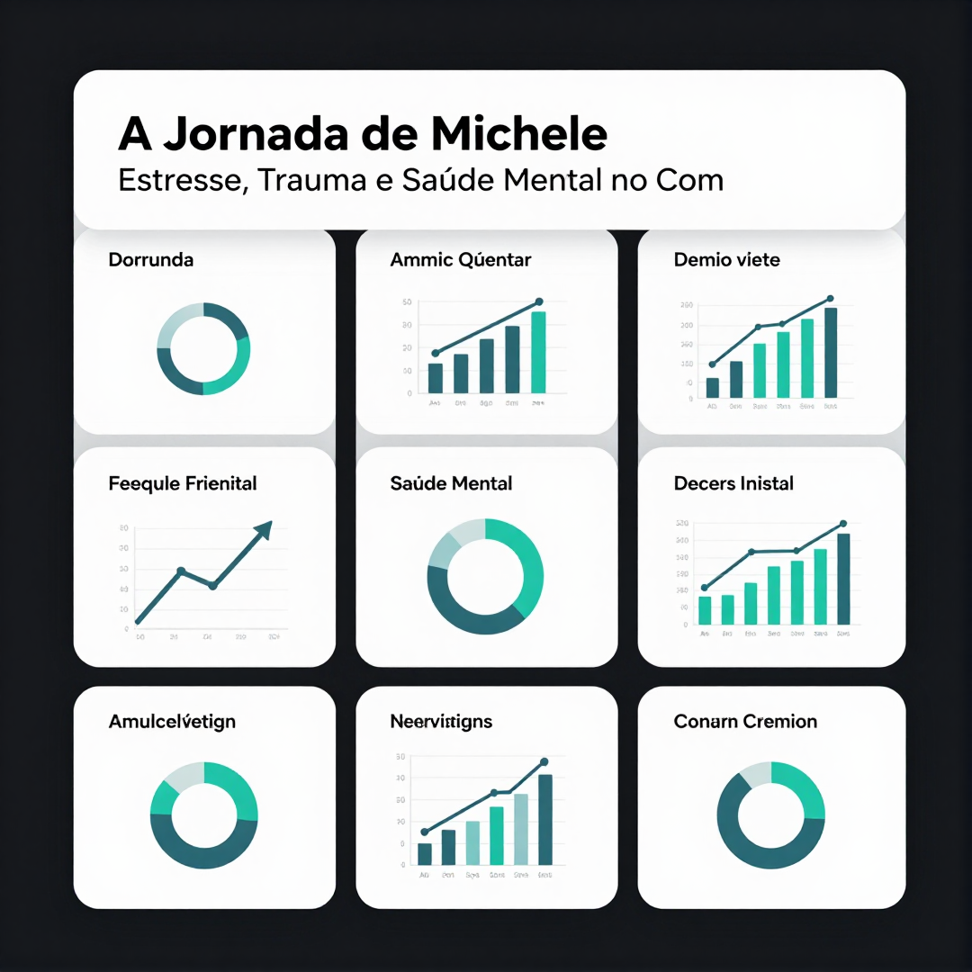 Infográfico - A Jornada de Michele: Estresse, Trauma e Saúde Mental no Combate do Dia a Dia