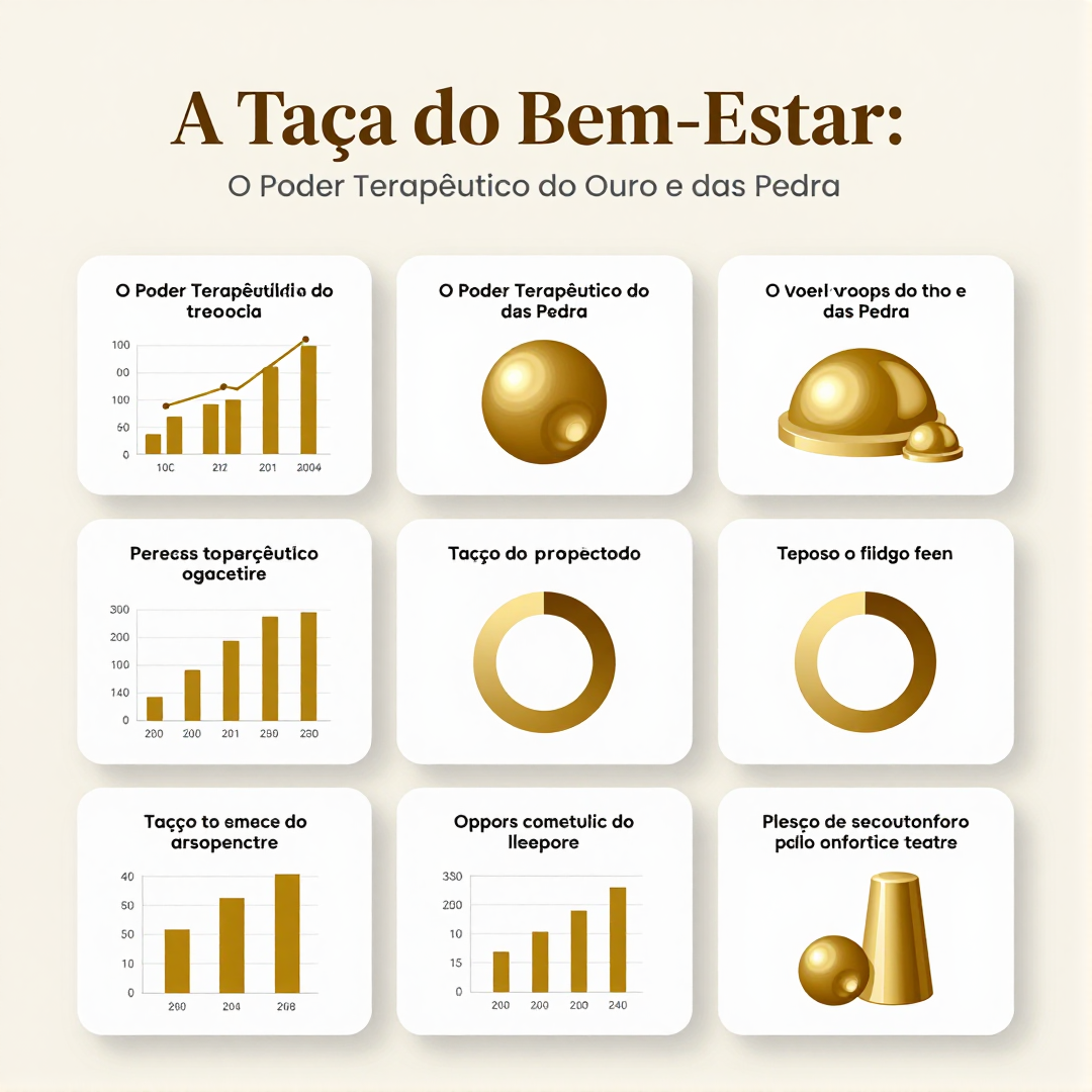Infográfico - A Taça do Bem-Estar: O Poder Terapêutico do Ouro e das Pedras Semipreciosas