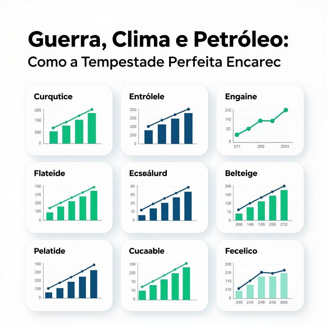 Infográfico - Guerra, Clima e Petróleo: Como a Tempestade Perfeita Encarece os Alimentos e Impacta a Dieta Brasileira