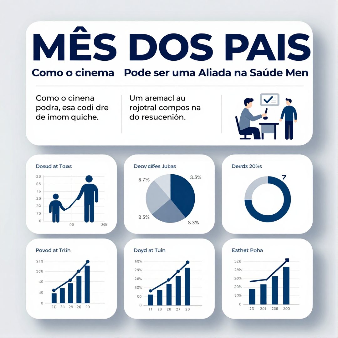Infográfico - Mês dos Pais: Como o Cinema Pode Ser uma Aliada na Saúde Mental e Bem-Estar do Homem Moderno
