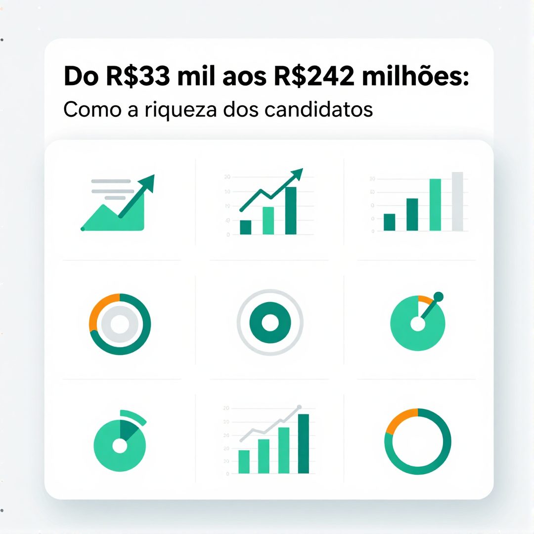 Infográfico - Do R$33 mil aos R$242 milhões: como a riqueza dos candidatos molda saúde e bem-estar