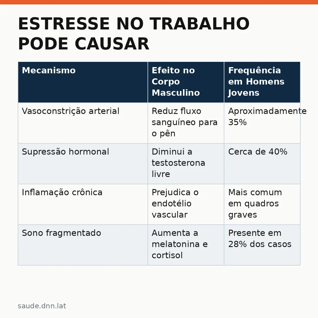 Infográfico - Estresse no Trabalho Pode Causar Disfunção Erétil: Por Que Homens Jovens Precisam Ficar Atentos