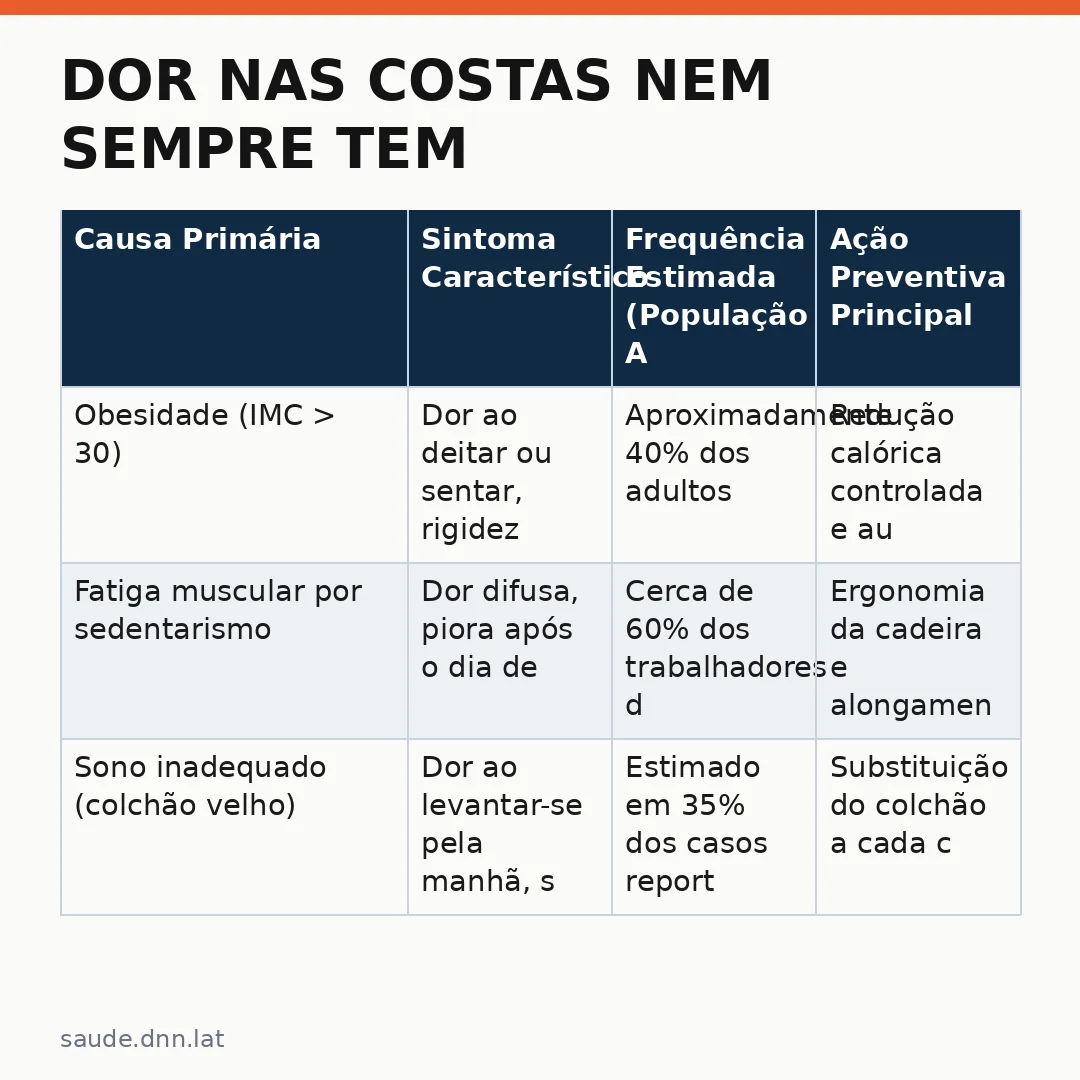 Infográfico - Dor nas costas nem sempre tem origem na coluna: conheça possíveis causas no dia a dia