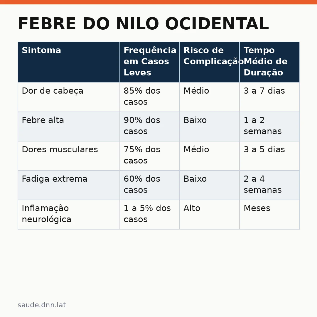 Infográfico - Febre do Nilo Ocidental: Guia Completo sobre Sintomas e Prevenção