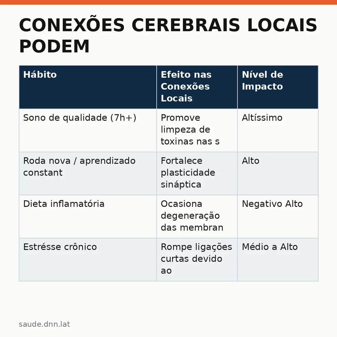 Infográfico - Conexões cerebrais locais podem proteger cognição na velhice: estratégias para manter a mente viva