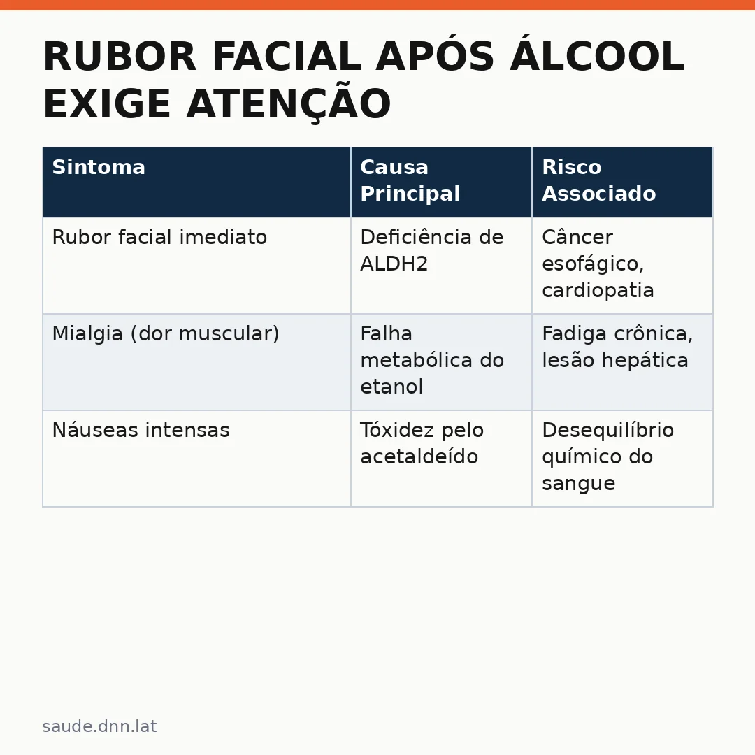 Infográfico - Rubor facial após álcool exige atenção médica: quando procurar ajuda segundo estudo