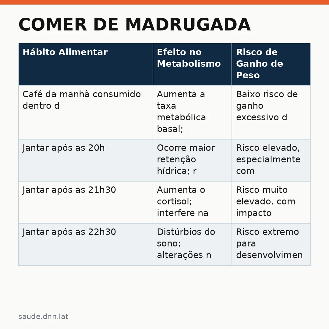 Infográfico - Comer de madrugada: como isso muda seu metabolismo e aumenta os riscos à saúde a longo prazo