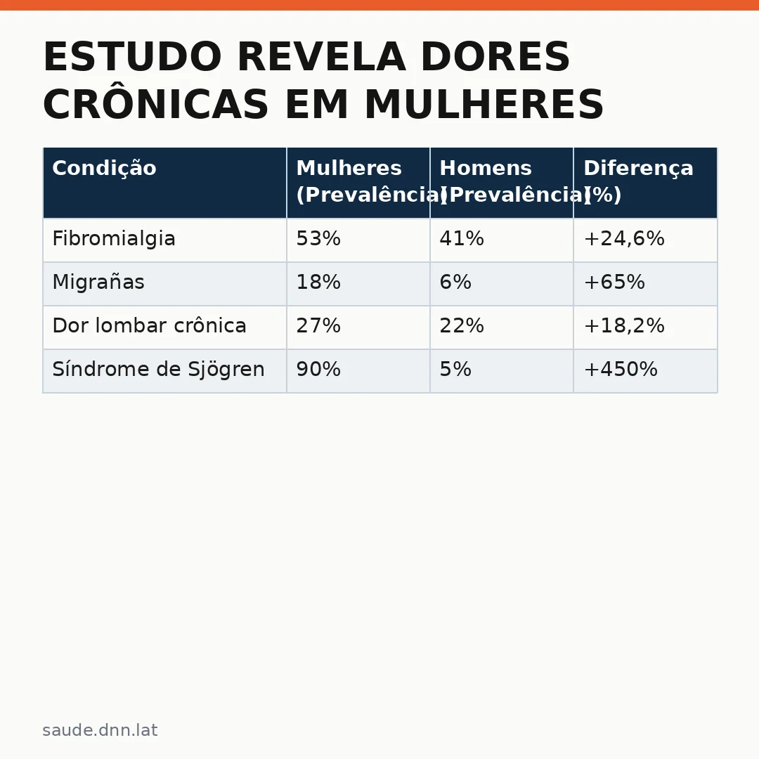 Infográfico - Estudo revela dores crônicas em mulheres: por que a medicina ainda as subestima e o que muda para você hoje