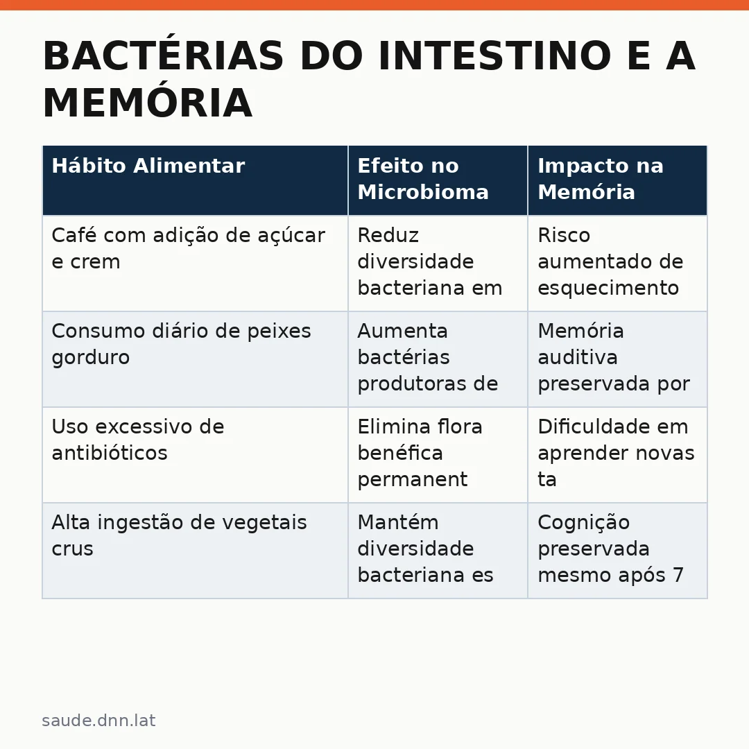 Infográfico - Bactérias do Intestino e a Memória: A Ciência Explica o Envelhecimento Cerebral