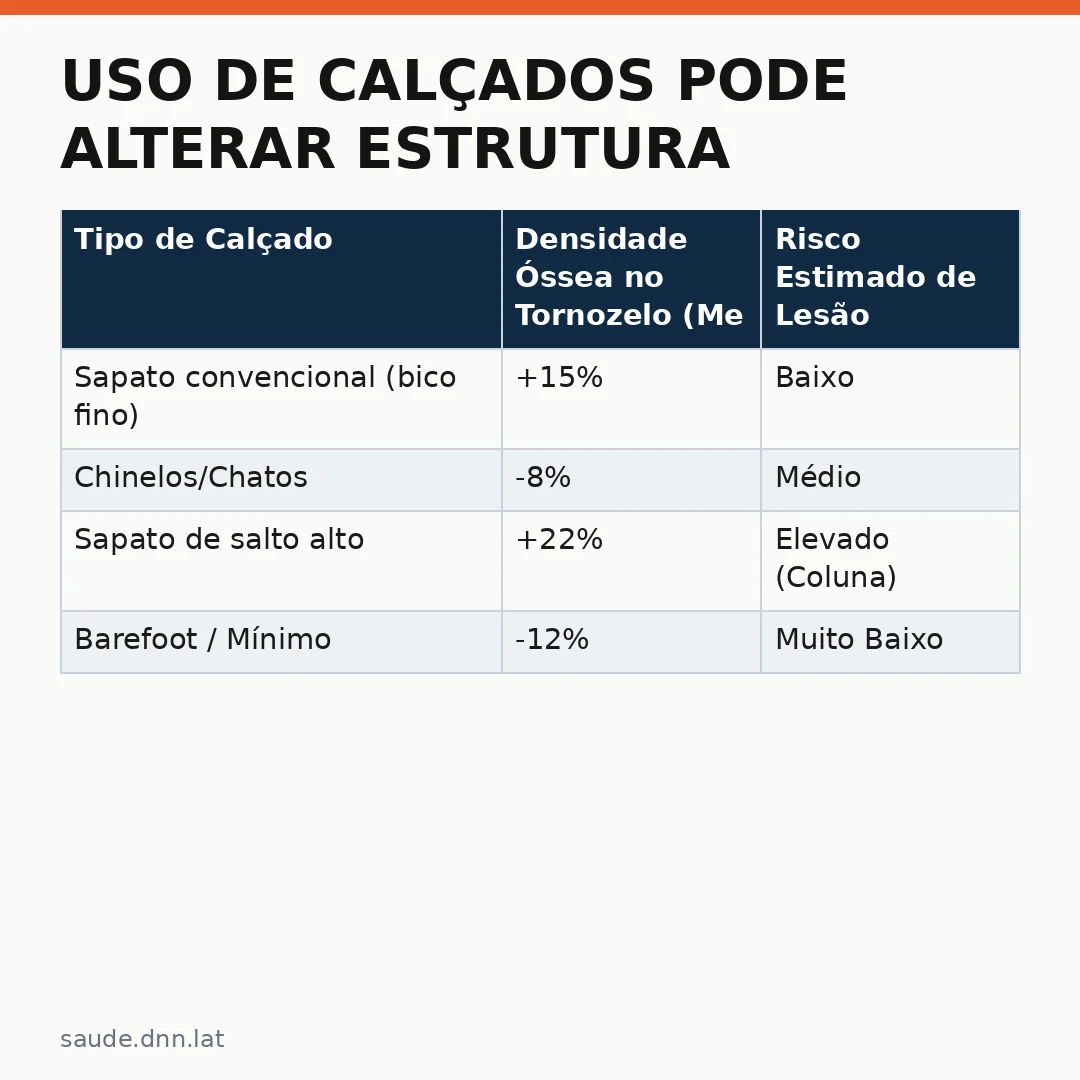 Infográfico - Uso de calçados pode alterar estrutura dos ossos do tornozelo