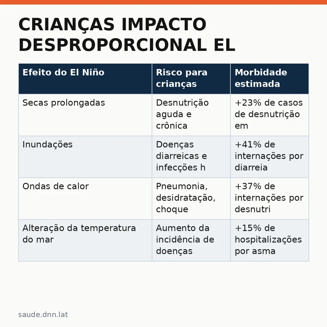 Infográfico - Crianças impacto desproporcional El: O que famílias precisam saber sobre o fenômeno climático e a saúde infantil