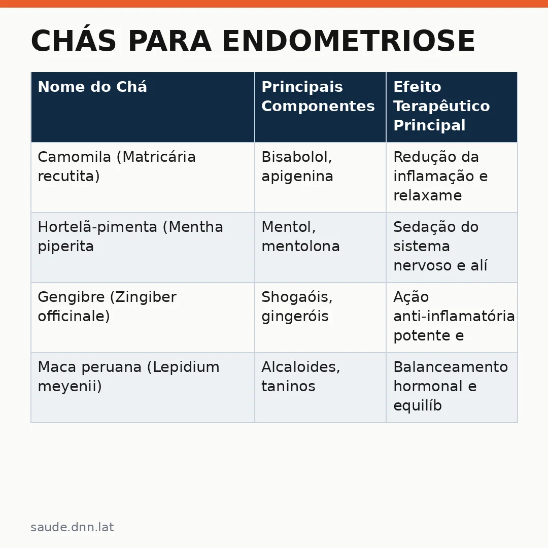 Infográfico - Chás para endometriose: guia natural de alívio e cuidados